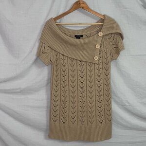 deb Beige/Tan Sweater with Short Sleeves and Versatile Collar in Size 2X